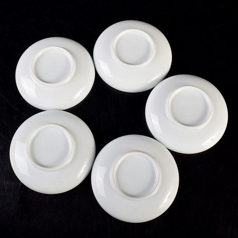 有田焼　二代　奥川忠右ェ衛門作　花文　白磁皿　5客　共箱　C　6927