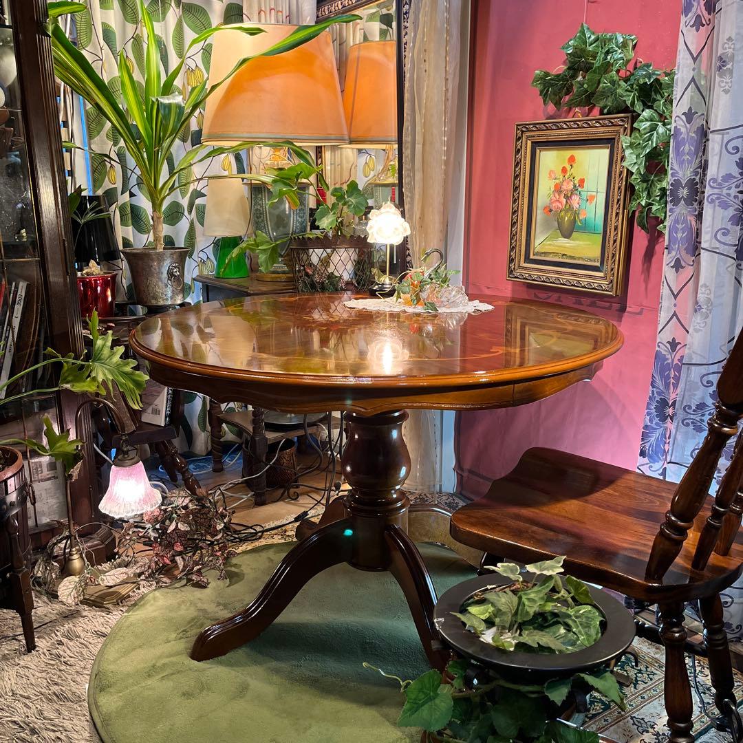 meru 引取価格　ヴィンテージ イタリアン象嵌　ラウンドテーブル