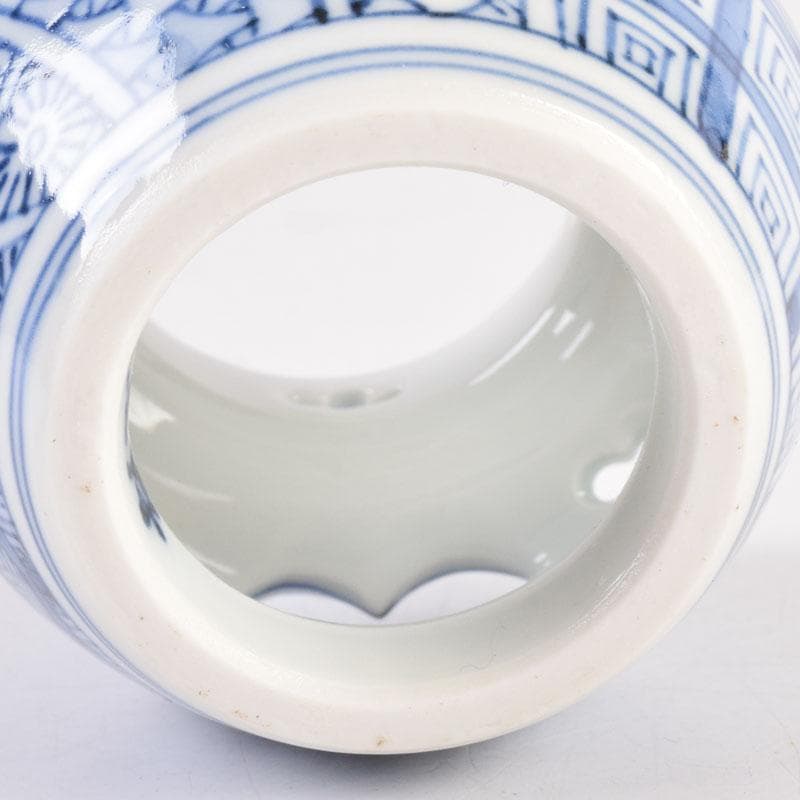 茶道具　京焼　平安昭阿弥造　染付　花草文　蓋置　共箱　V　8421