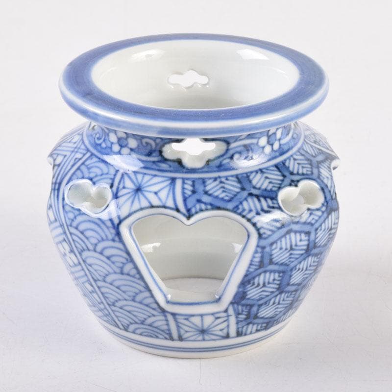 茶道具　京焼　平安昭阿弥造　染付　花草文　蓋置　共箱　V　8421