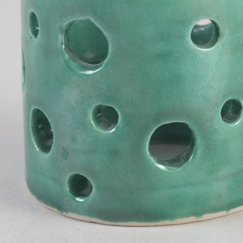 茶道具　古余呂技窯　川瀬竹春作　緑釉　水玉文　蓋置　共布共箱　V　9235