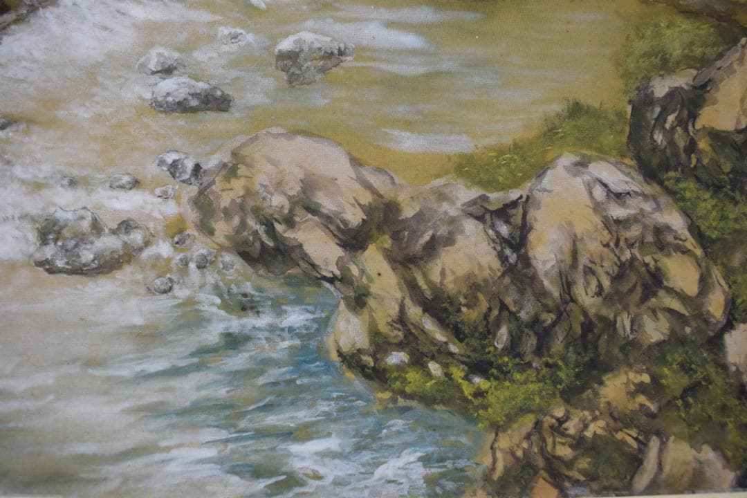 【真作】山元春挙/谷川之音/青緑清水図/横物/掛軸☆宝船☆Y-485　JM