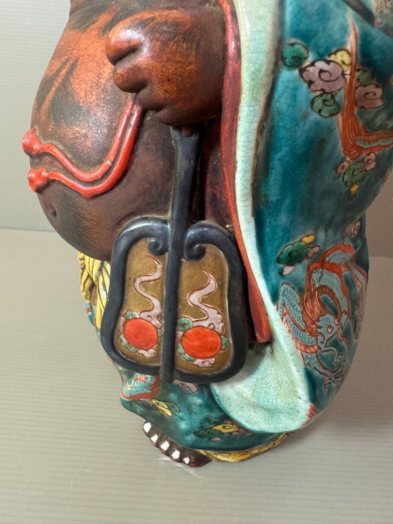 2704 九谷焼　龍文　布袋　縁起物  置物  時代物