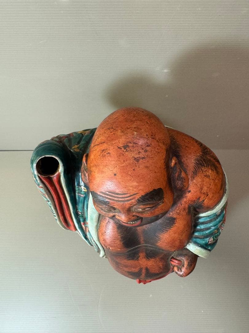 2704 九谷焼　龍文　布袋　縁起物  置物  時代物