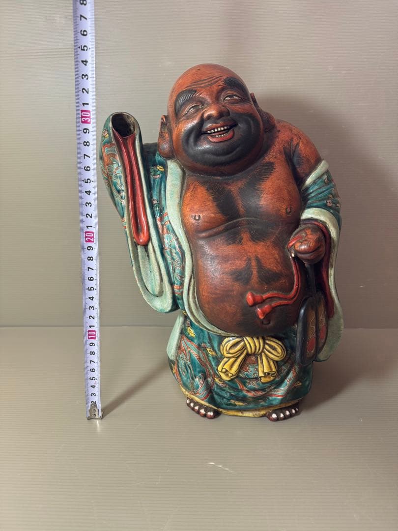 2704 九谷焼　龍文　布袋　縁起物  置物  時代物