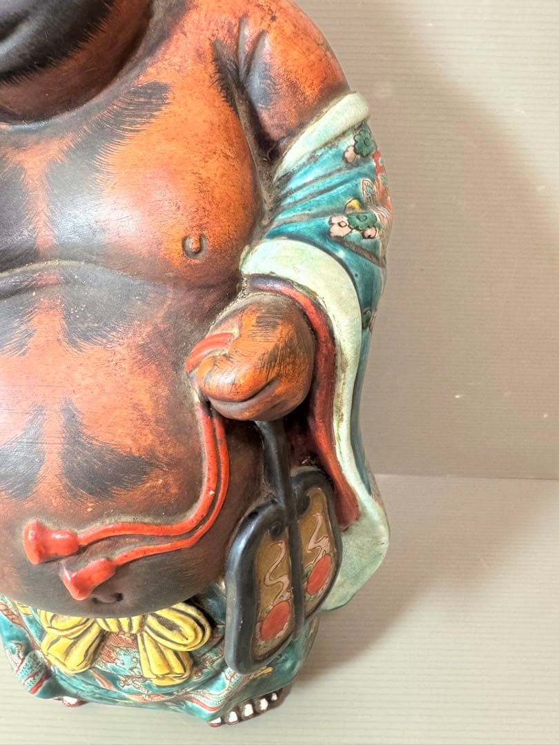 2704 九谷焼　龍文　布袋　縁起物  置物  時代物