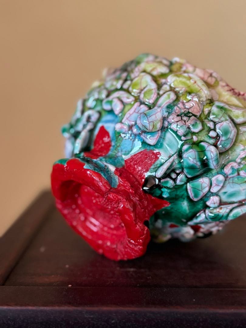 氏家昴大　織部漆赤塗片口　現代アート