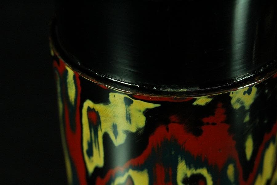 乾漆 色漆堆朱 茶器 香合 雪松作 共箱 未使用(K-A641)