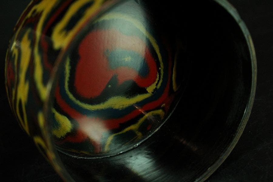 乾漆 色漆堆朱 茶器 香合 雪松作 共箱 未使用(K-A641)