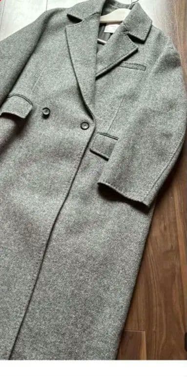 ebure エブール　ウールツイルリバー　ダブルチェスターコート　グレー