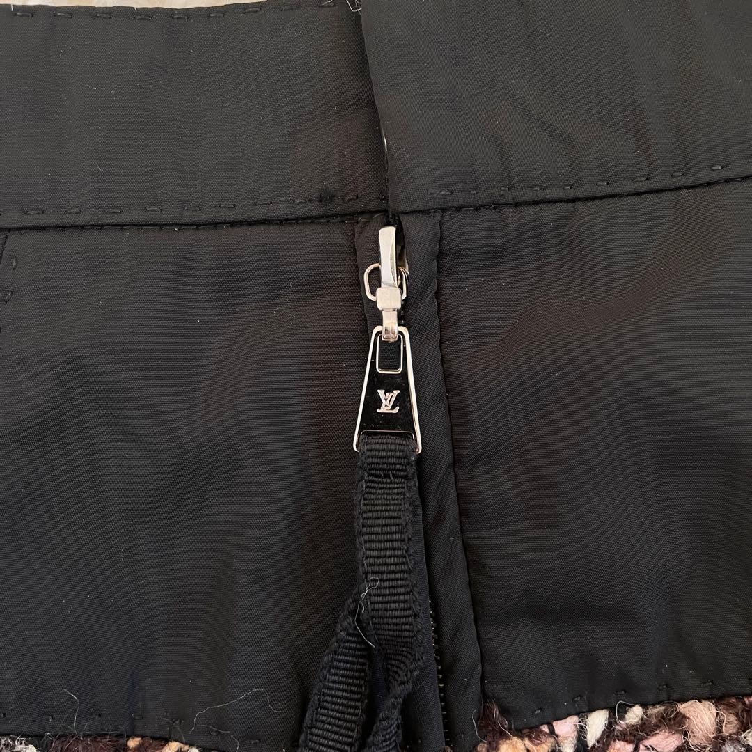 未使用級　ルイヴィトン　膝丈　タイトスカート　ツイード　サイドリボン　L　茶