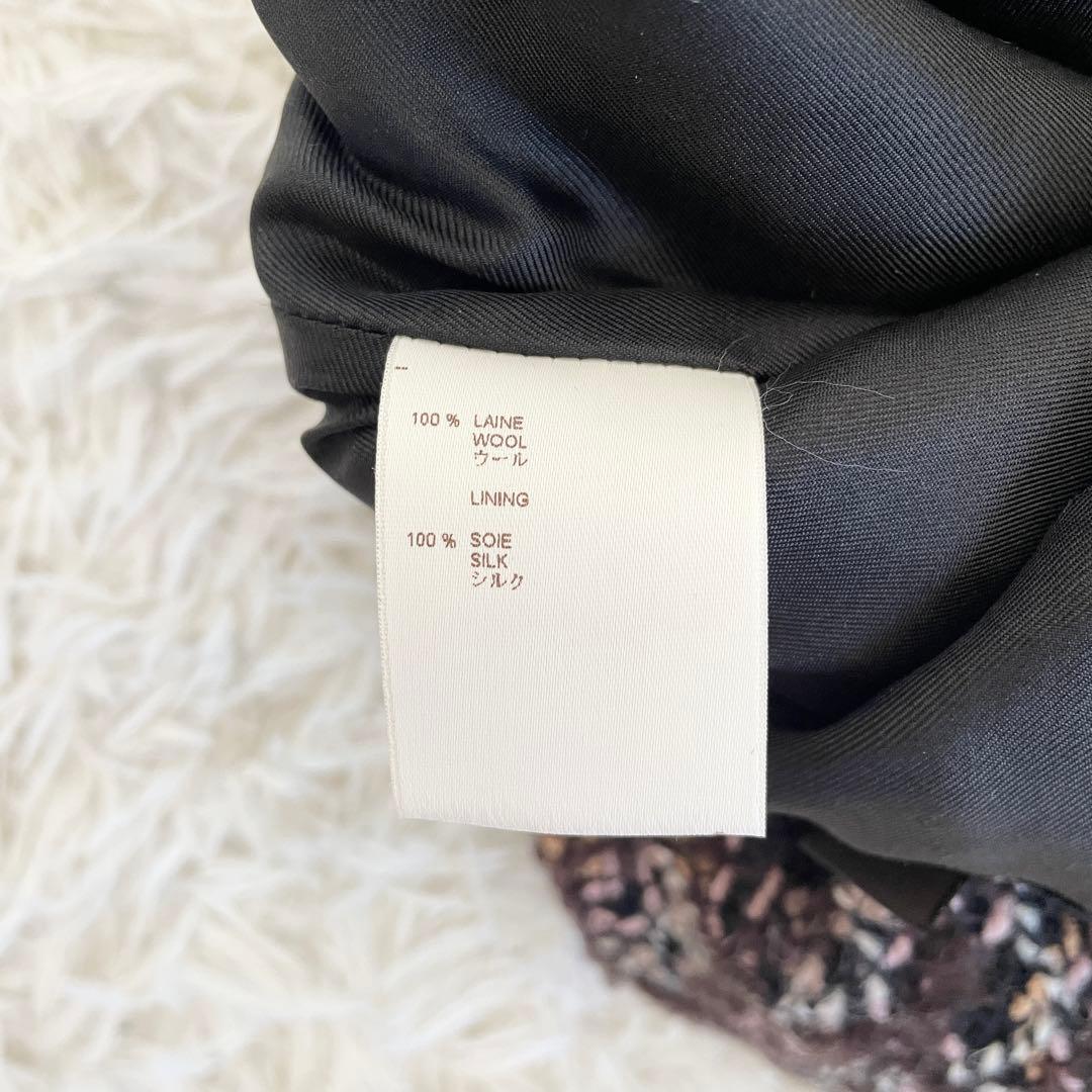 未使用級　ルイヴィトン　膝丈　タイトスカート　ツイード　サイドリボン　L　茶