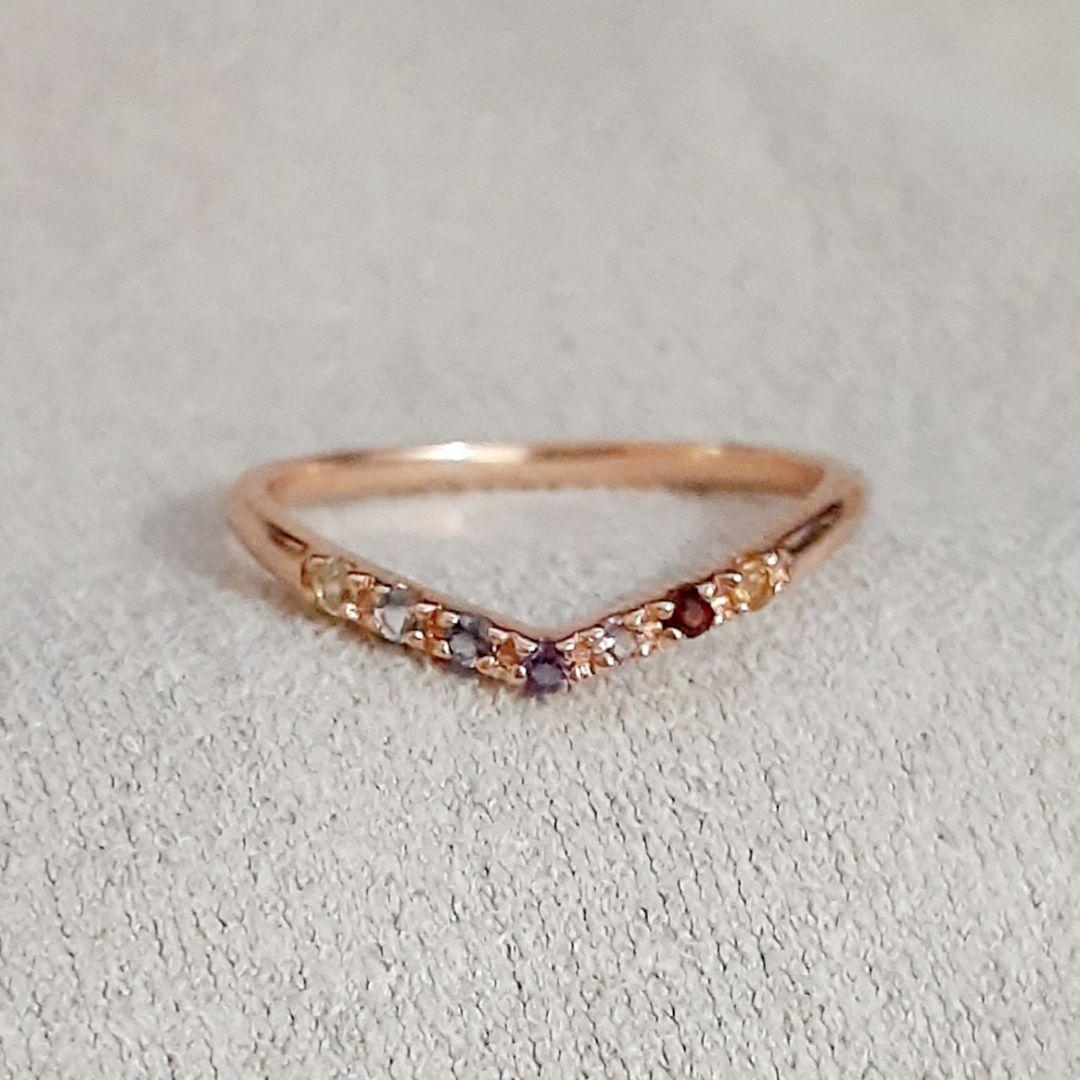 エテ K10PG Vライン アミュレット ピンキーリング