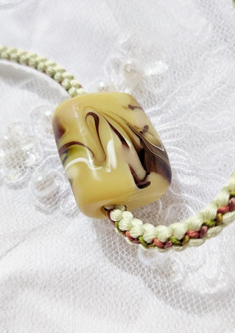 吉田正子トンボ玉（貳拾參）　「江戸組み紐」ネックレス　ガラス玉に込めた日本画