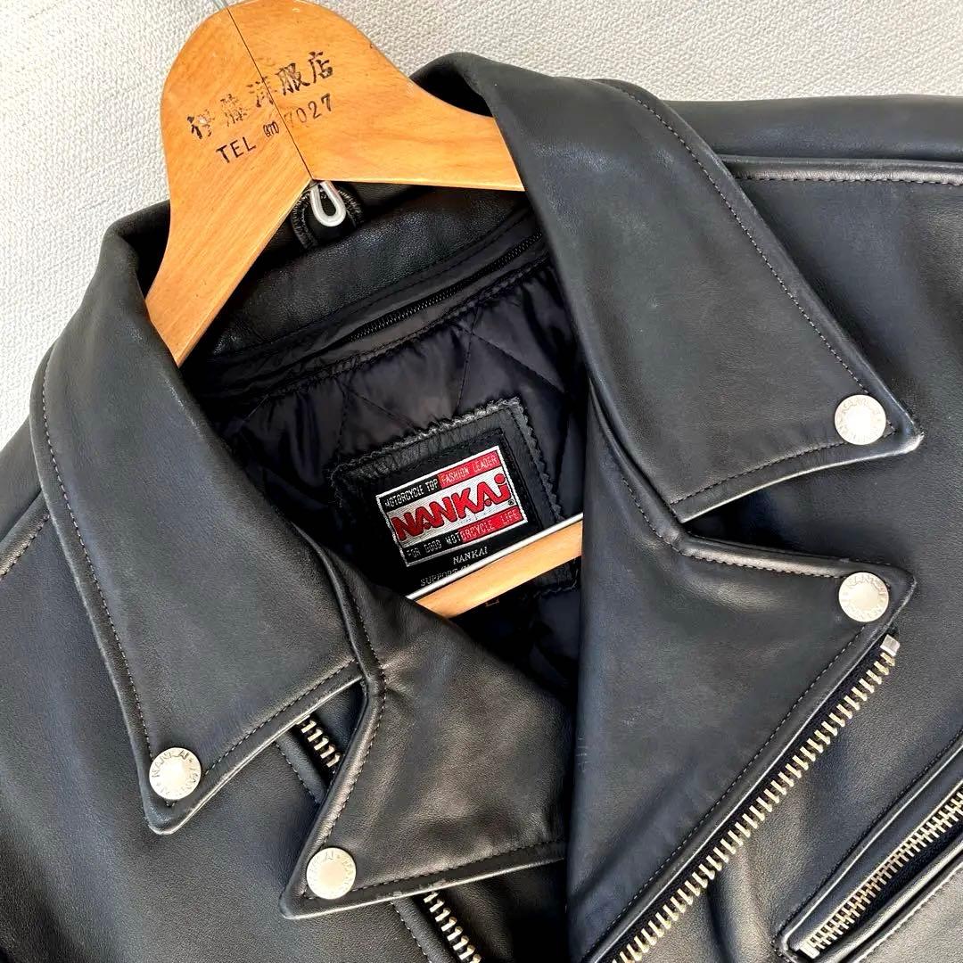 NANKAI ナンカイ　ダブルライダースジャケット レザー Lサイズ　ブラック