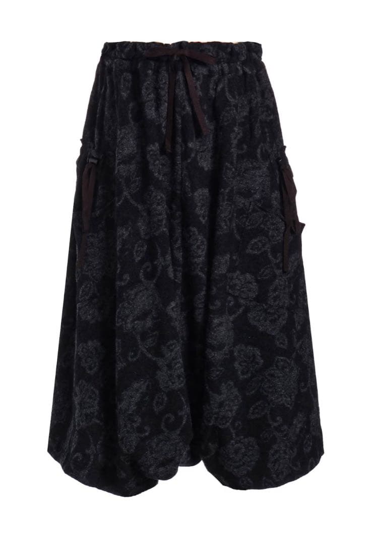 新品y‘s FLOWER PANTS ブラックパンツ