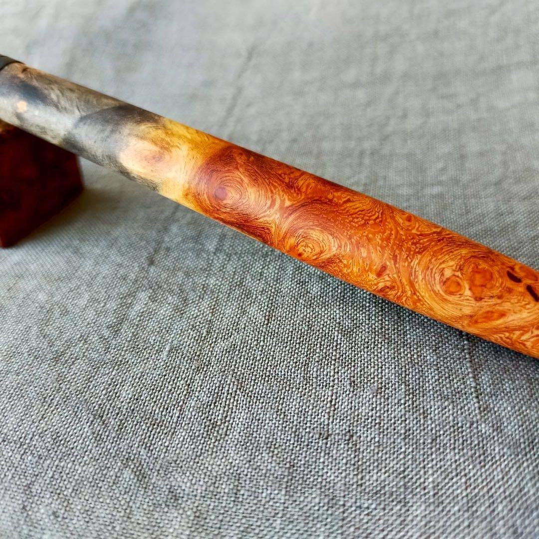 花梨瘤トリコロール　ハンドメイド　木軸シャープペン　0.5mm　天然木　ブラック