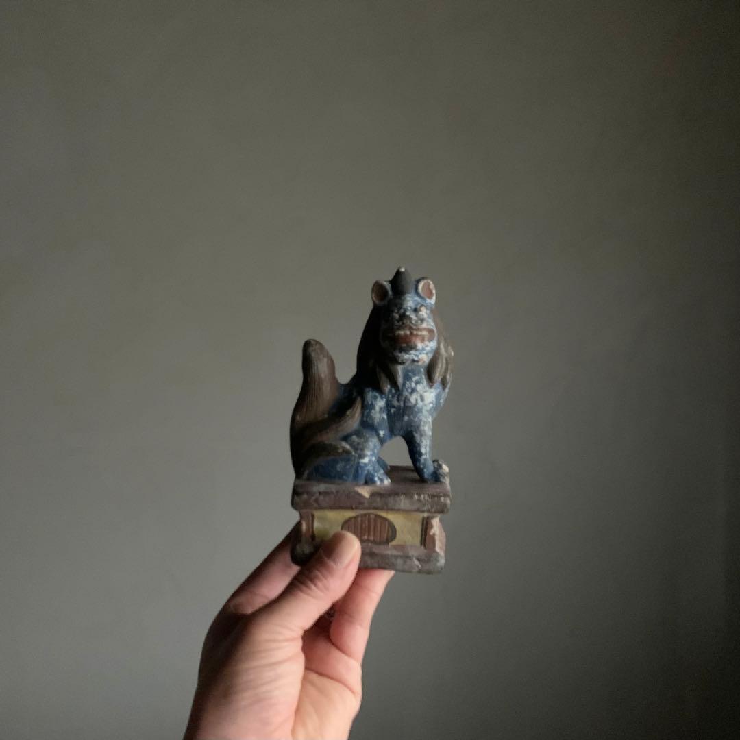 獅子と狛犬 陶人形 古美術 古道具 アンティーク 獅子 狛犬