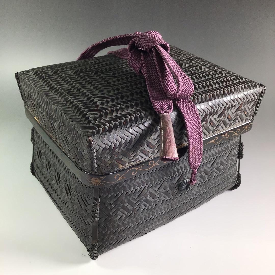 Ｐ８８６　御所籠　『平安　粟田元竺作』『利休形』『茶器揃』　共箱　茶道具