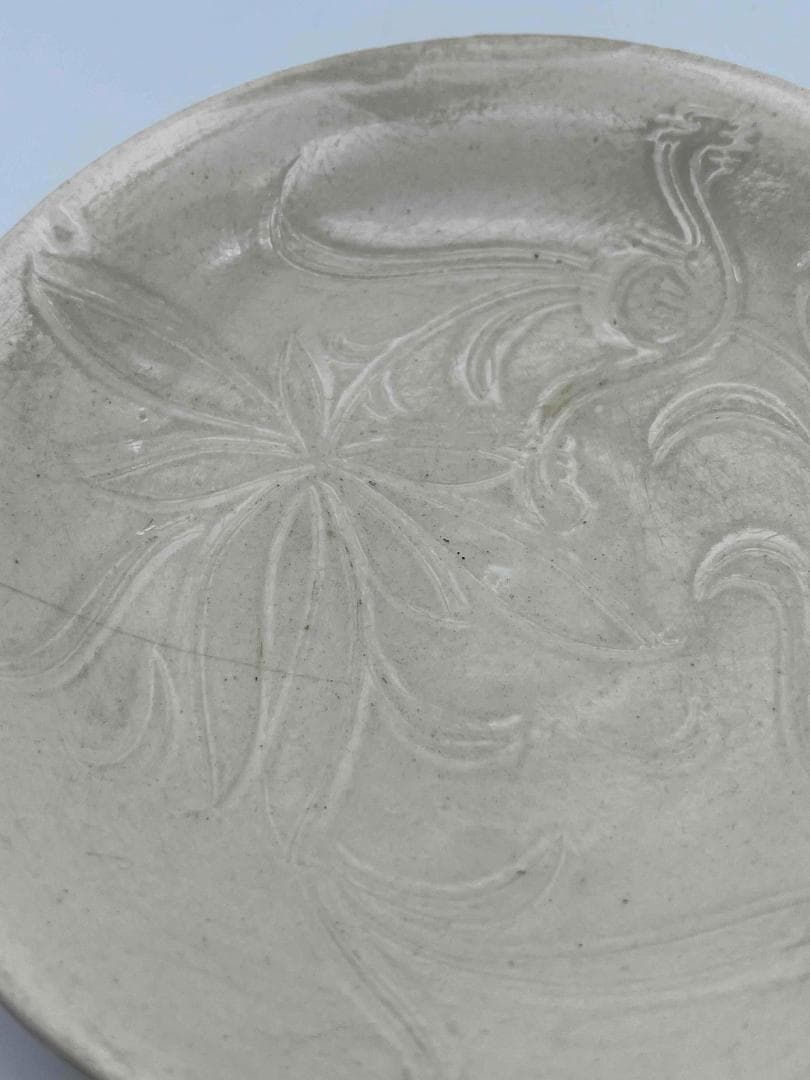 宋時代 定窯　白磁刻花皿 小盤　茶道具　繊細　唐物　古物(E-88)