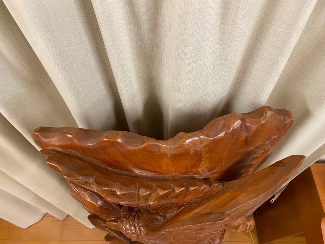 衝立　一刀彫　木彫り彫刻　天然木　間仕切り 和風 オブジェ