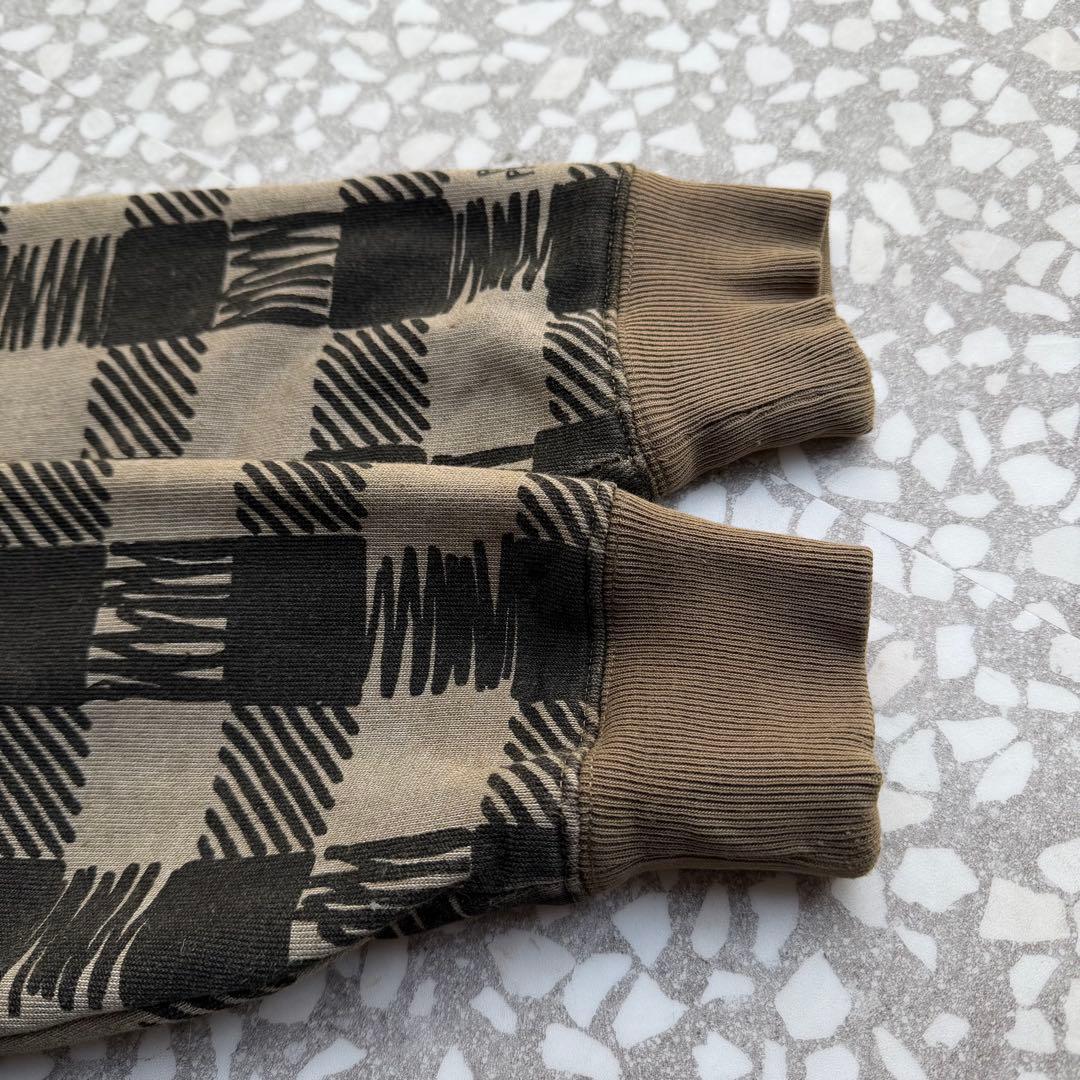 【総柄ジップパーカー】stussyモザイク古着ストリート横ノリユニセックスM.