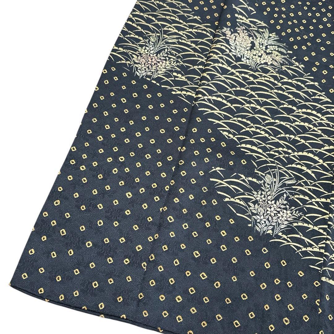 A147愛華 訪問着総絞り　正絹　波　花　身丈165cm