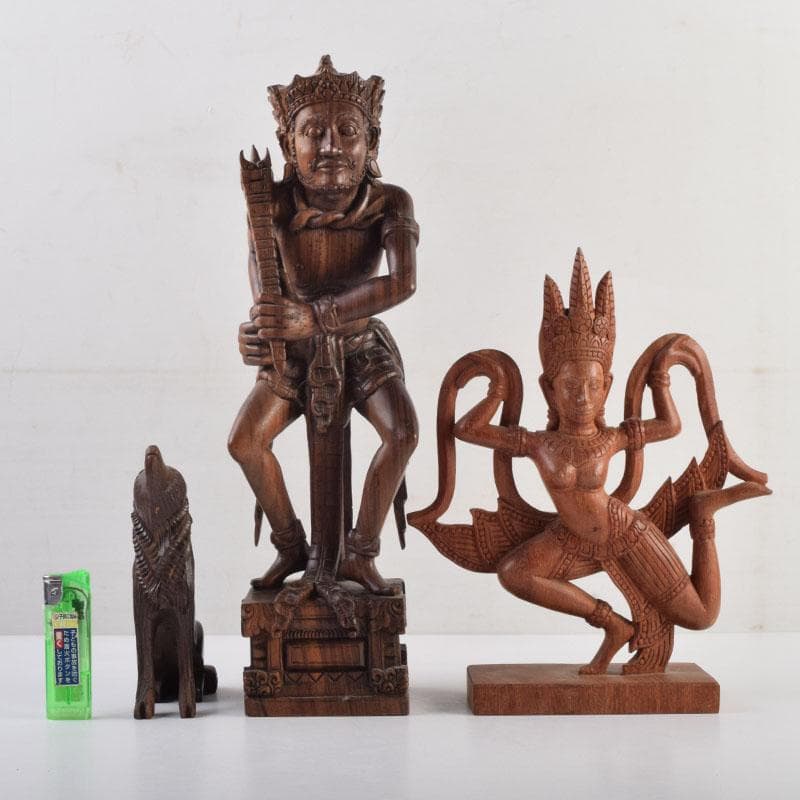 バリ島　インドネシア　木彫　置物　3点まとめて　N　9011A
