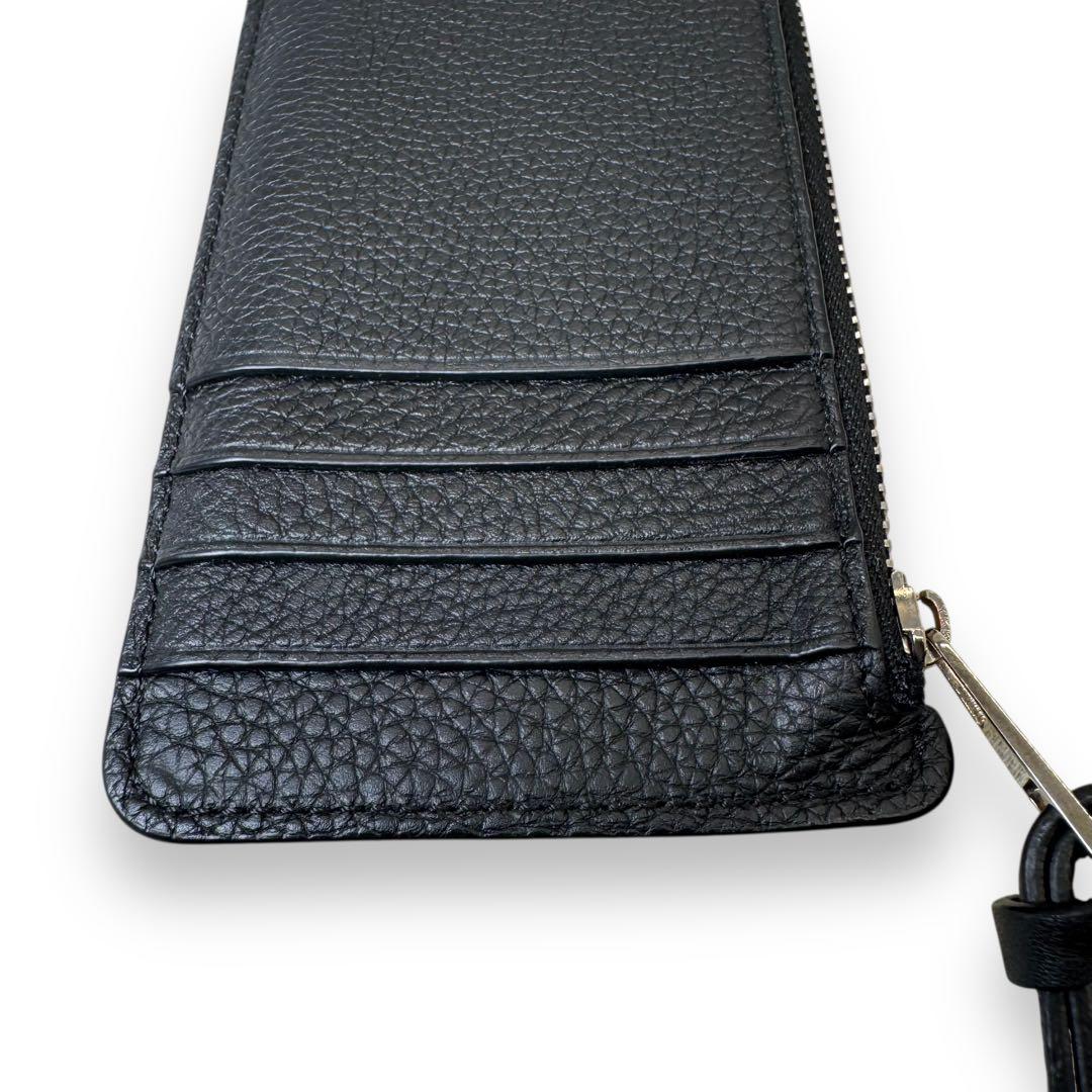 極美品■ロエベ アナグラム型押し コンパクトウォレット カードケース 黒 箱付き