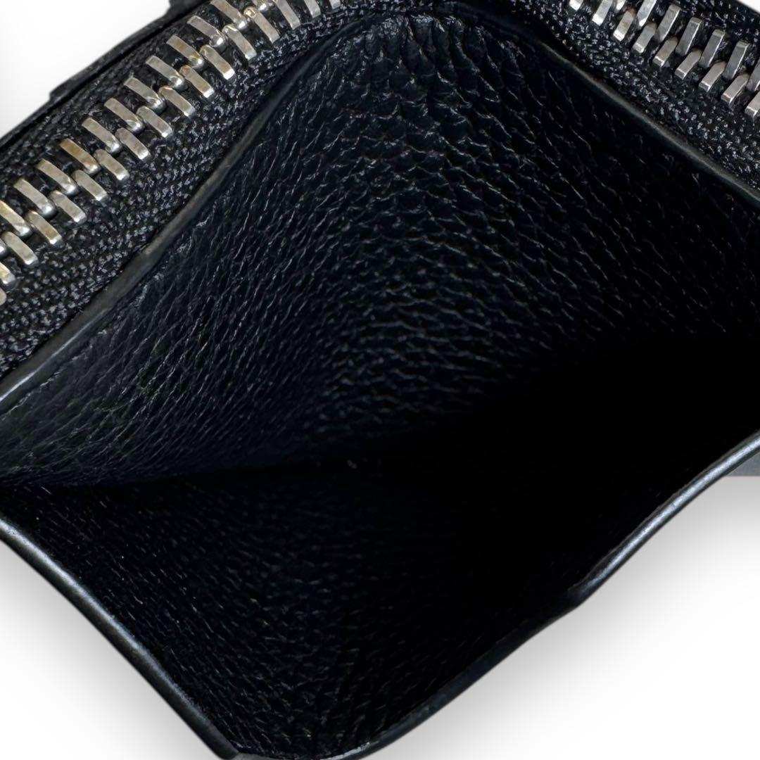 極美品■ロエベ アナグラム型押し コンパクトウォレット カードケース 黒 箱付き