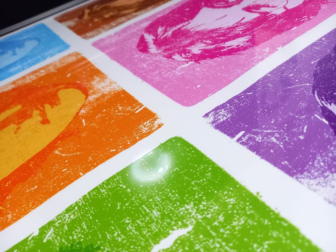 ジョン　レノン　マルチカラー　ポップアート　ポスター　ブラック　ウッド　フレーム