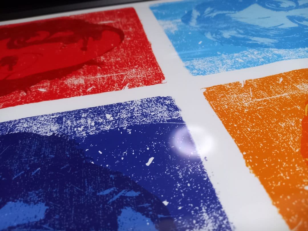 ジョン　レノン　マルチカラー　ポップアート　ポスター　ブラック　ウッド　フレーム