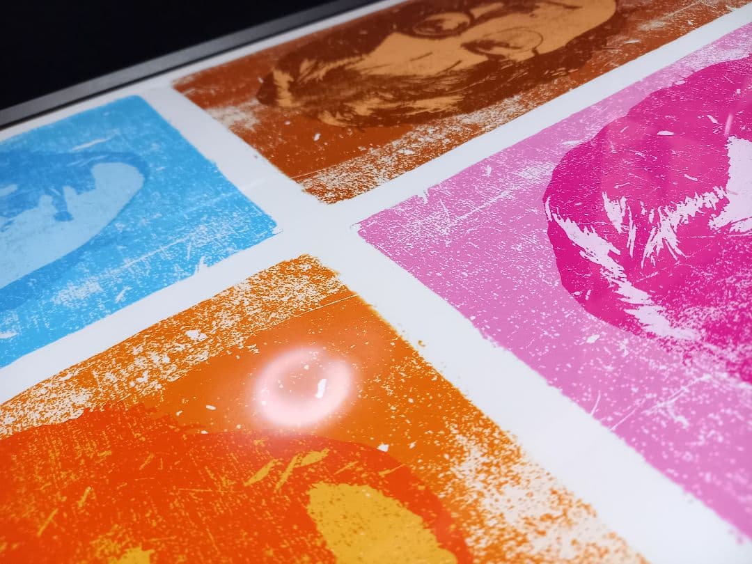 ジョン　レノン　マルチカラー　ポップアート　ポスター　ブラック　ウッド　フレーム