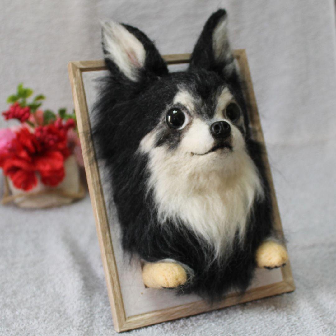 梅太郎さま専用 羊毛フェルト 額飾り 「リアルで可愛いワンちゃん」チワワ