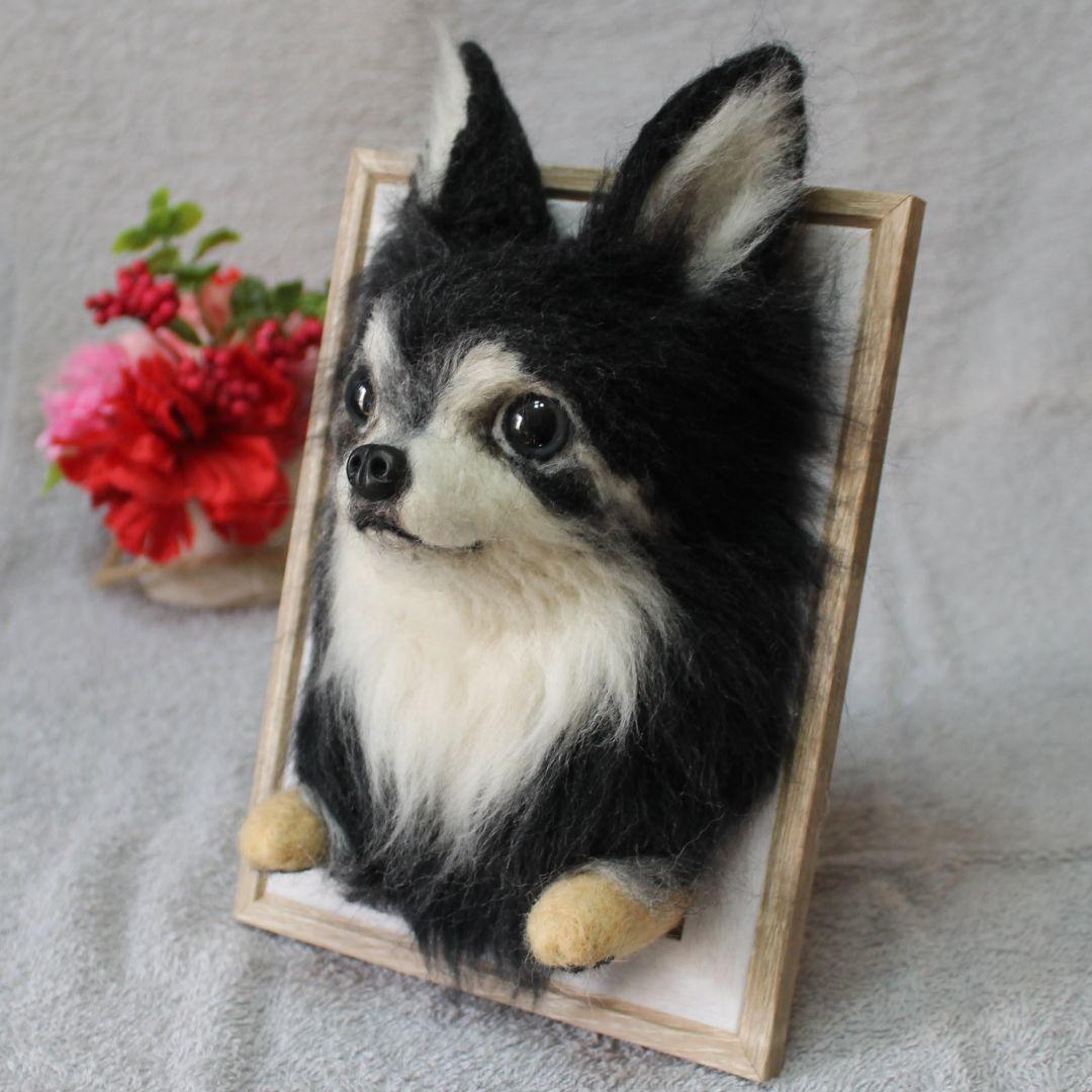 梅太郎さま専用 羊毛フェルト 額飾り 「リアルで可愛いワンちゃん」チワワ