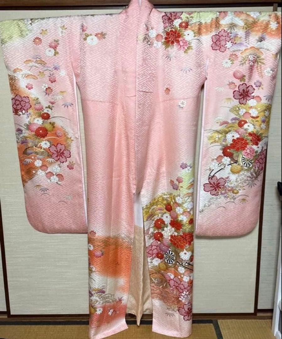 ピンク 花車 振袖 身丈162