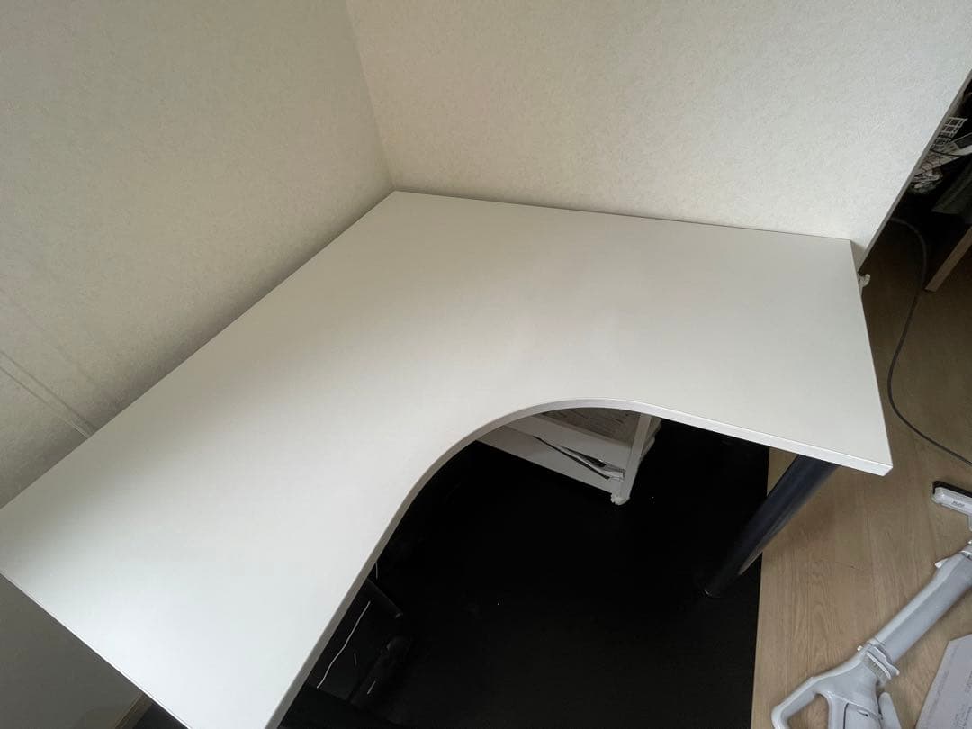 D3デスク 天板Lタイプ 白 アジャスター脚 幅120cm