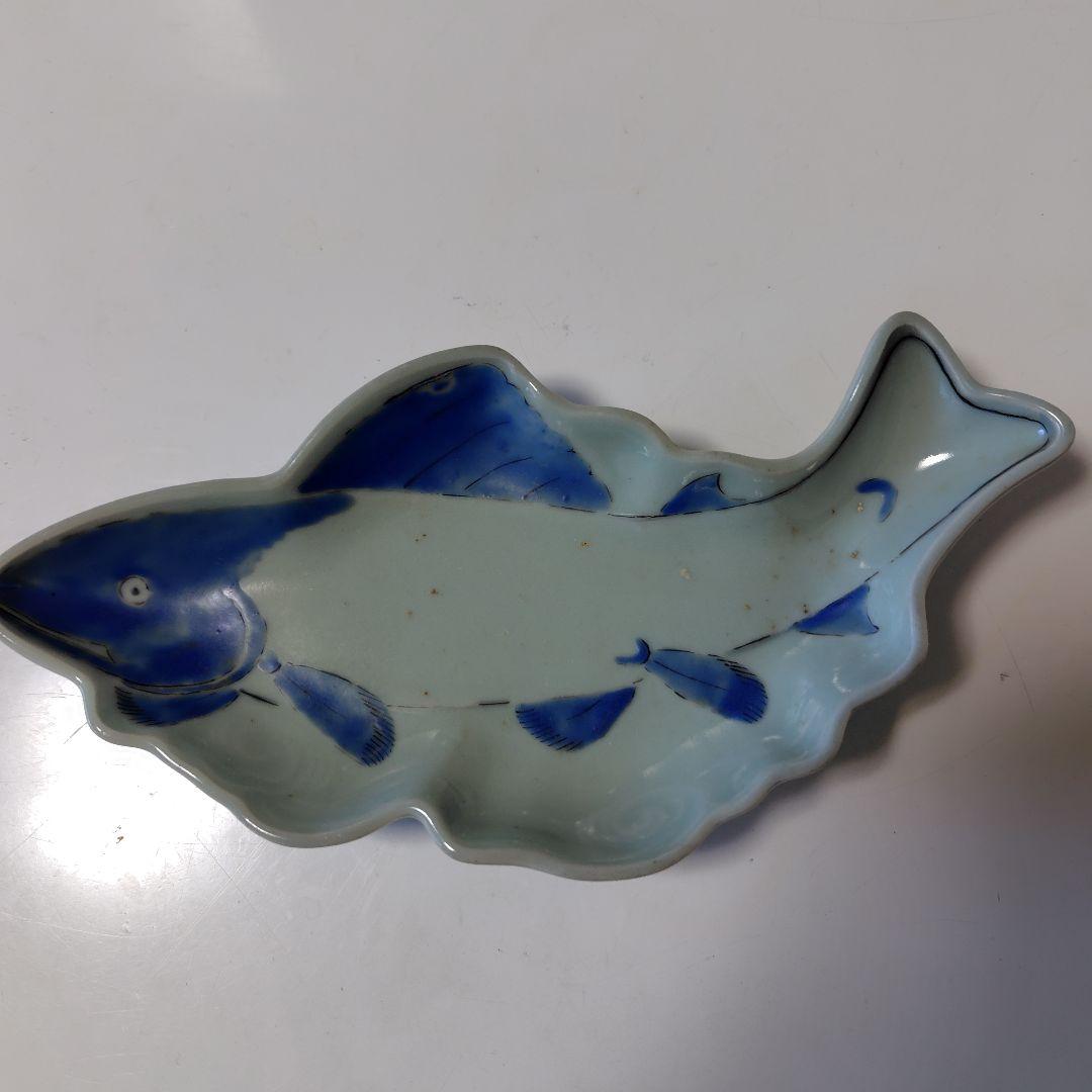 古伊万里 青磁染付 鮎皿