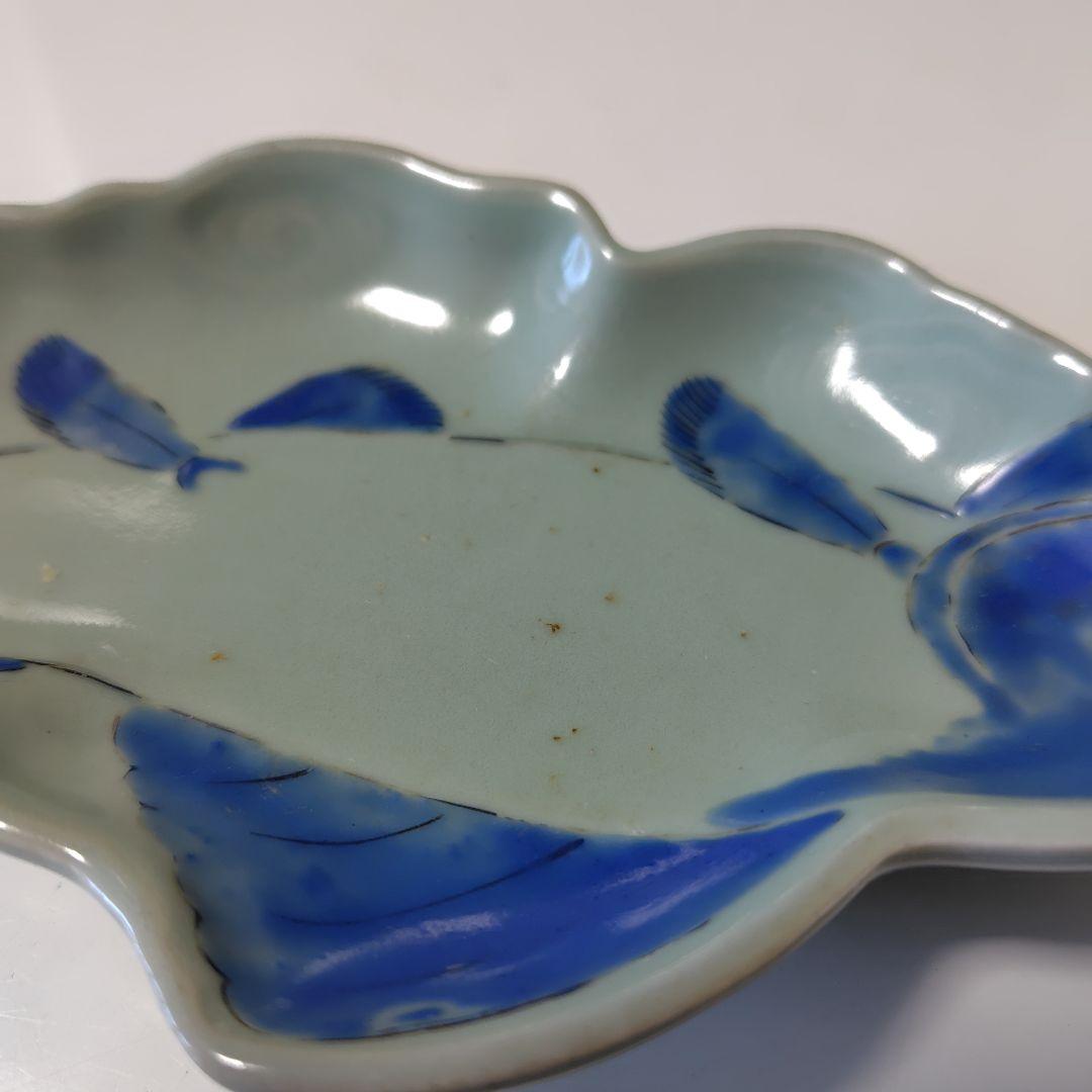 古伊万里 青磁染付 鮎皿