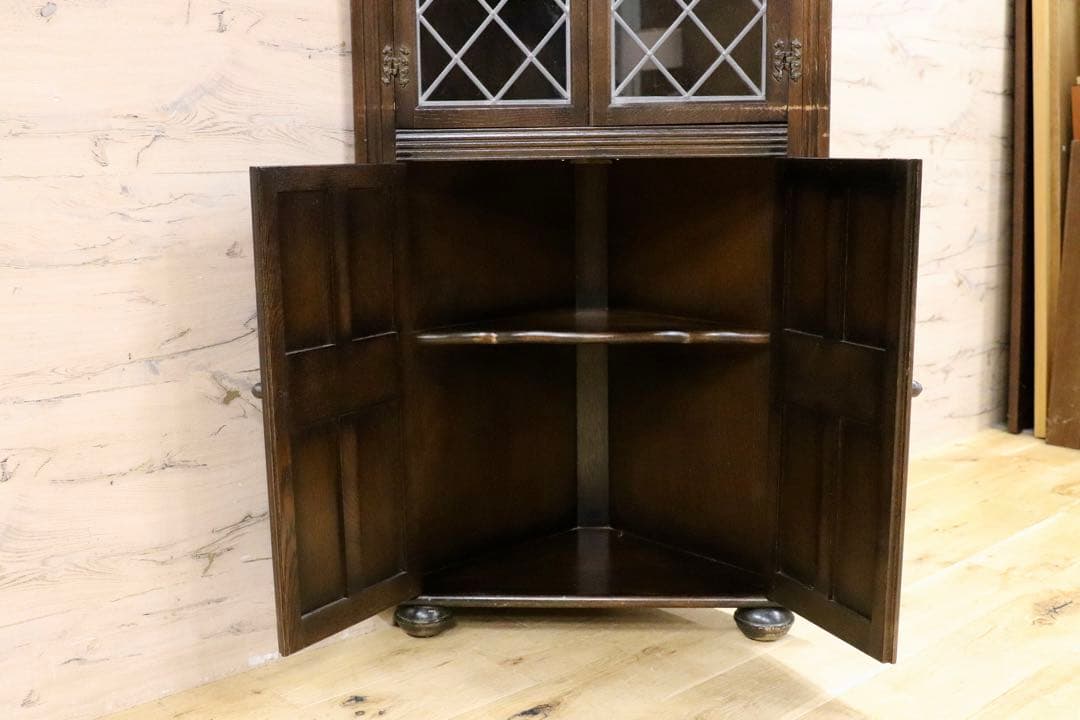 GMIS260○西洋 イギリス アンティーク コーナーキャビネット 飾り棚