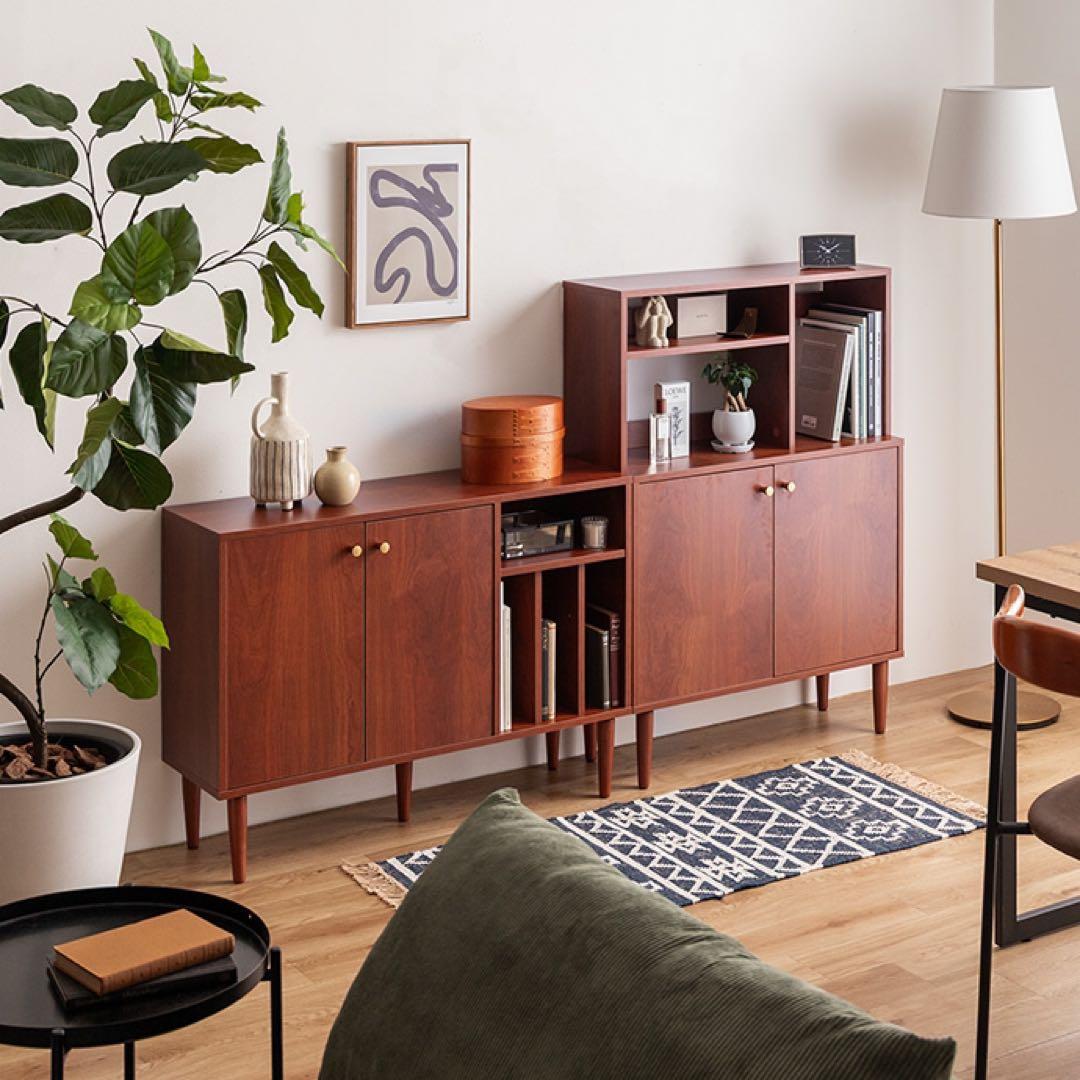 【幅100cm】本棚付きキャビネット