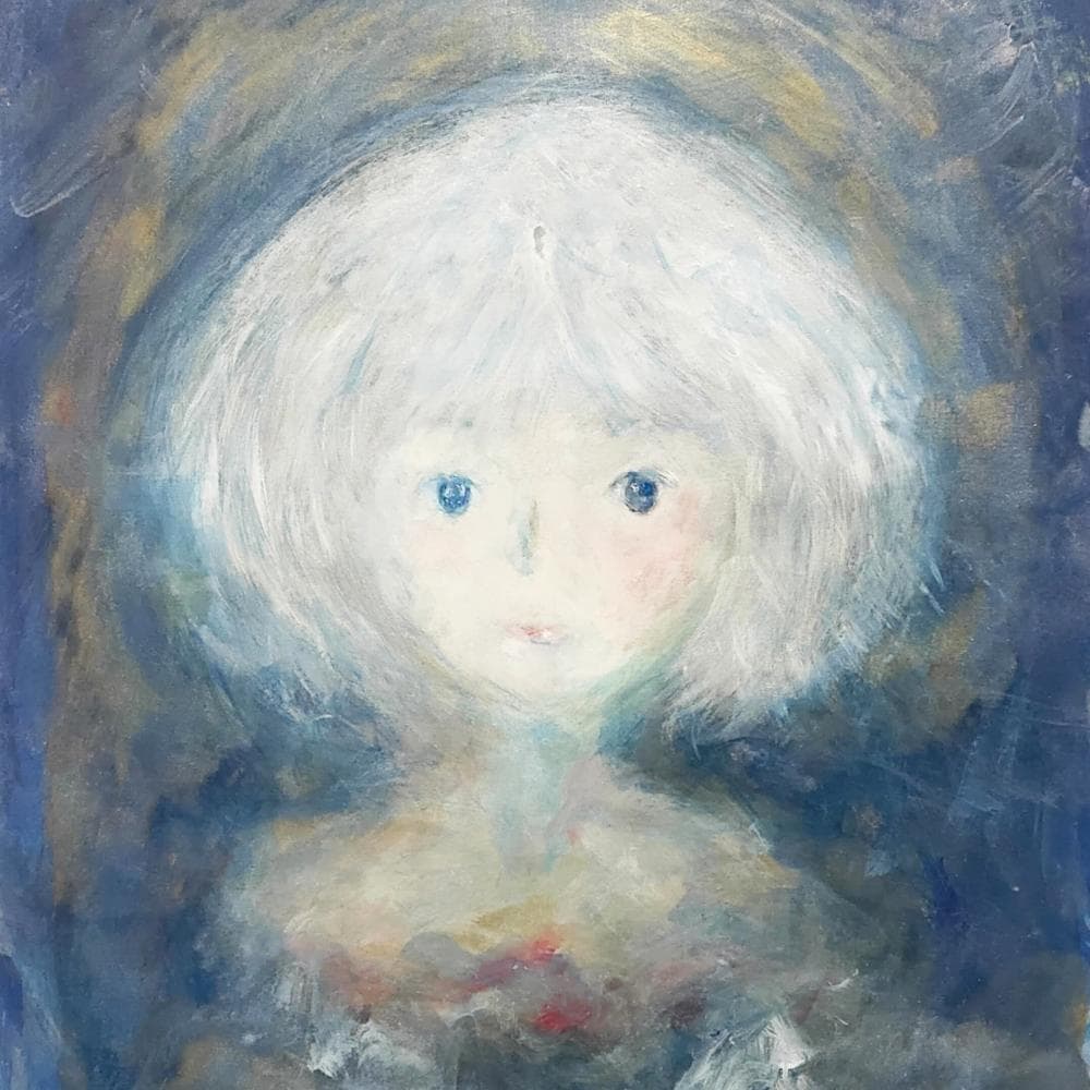 内野隆文　青い鳥　絵画　人物画　肖像画　宗教画　イコン　現代美術　アート作品　額