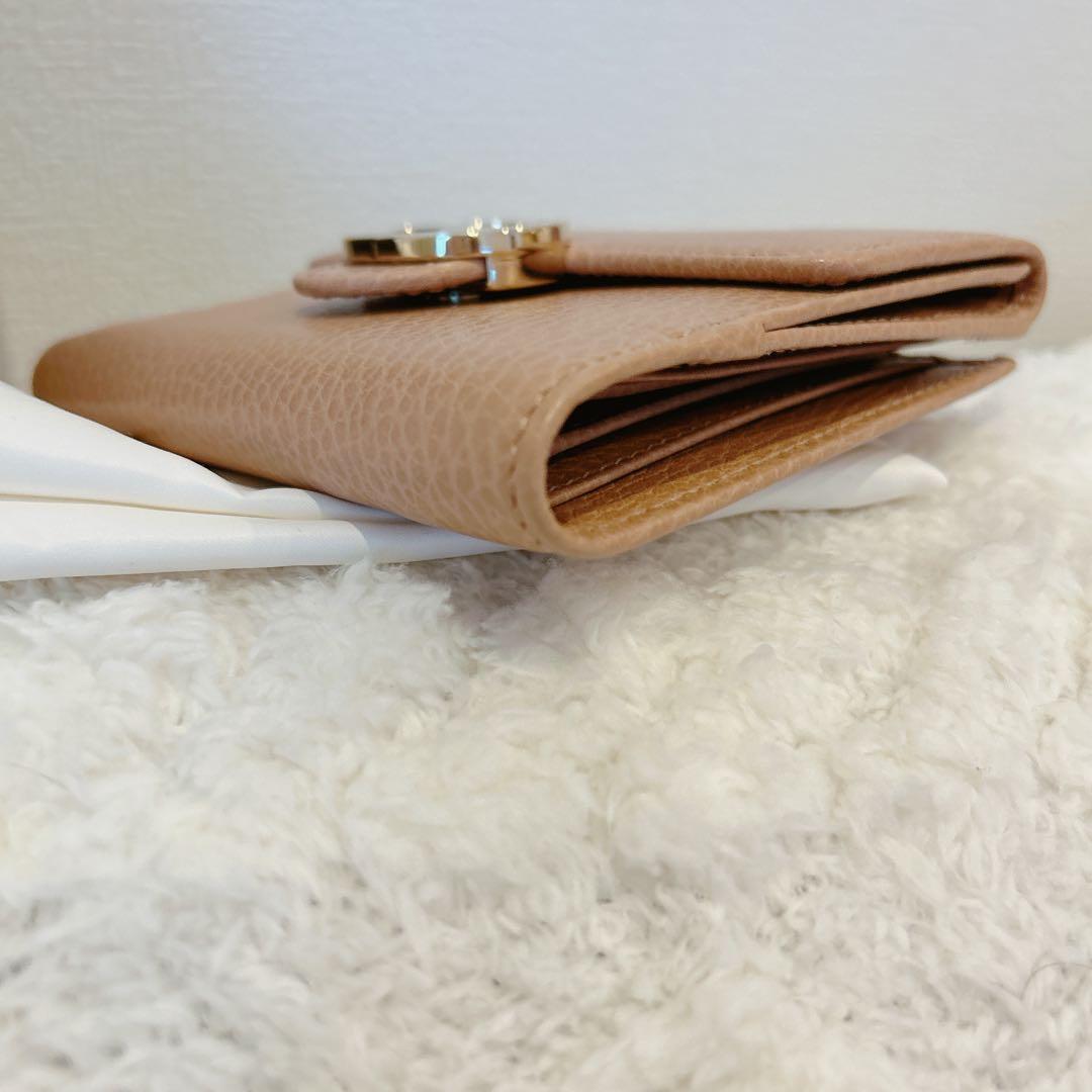 【美品】グッチ GUCCI インターロッキング 二つ折り財布 ベージュ
