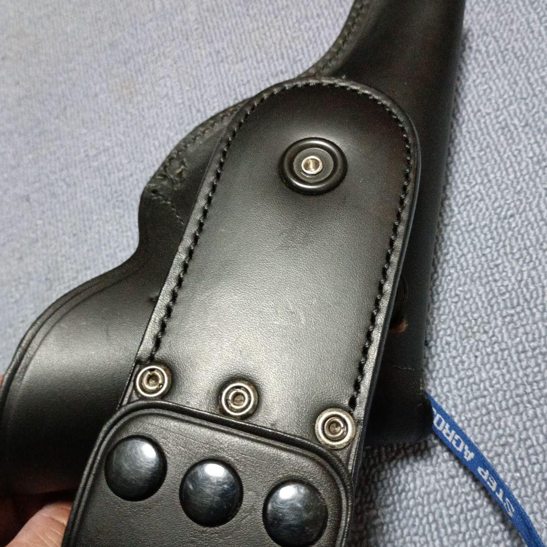 ニューナンブ黒 レザー フラップ付きホルスター　本革　黒