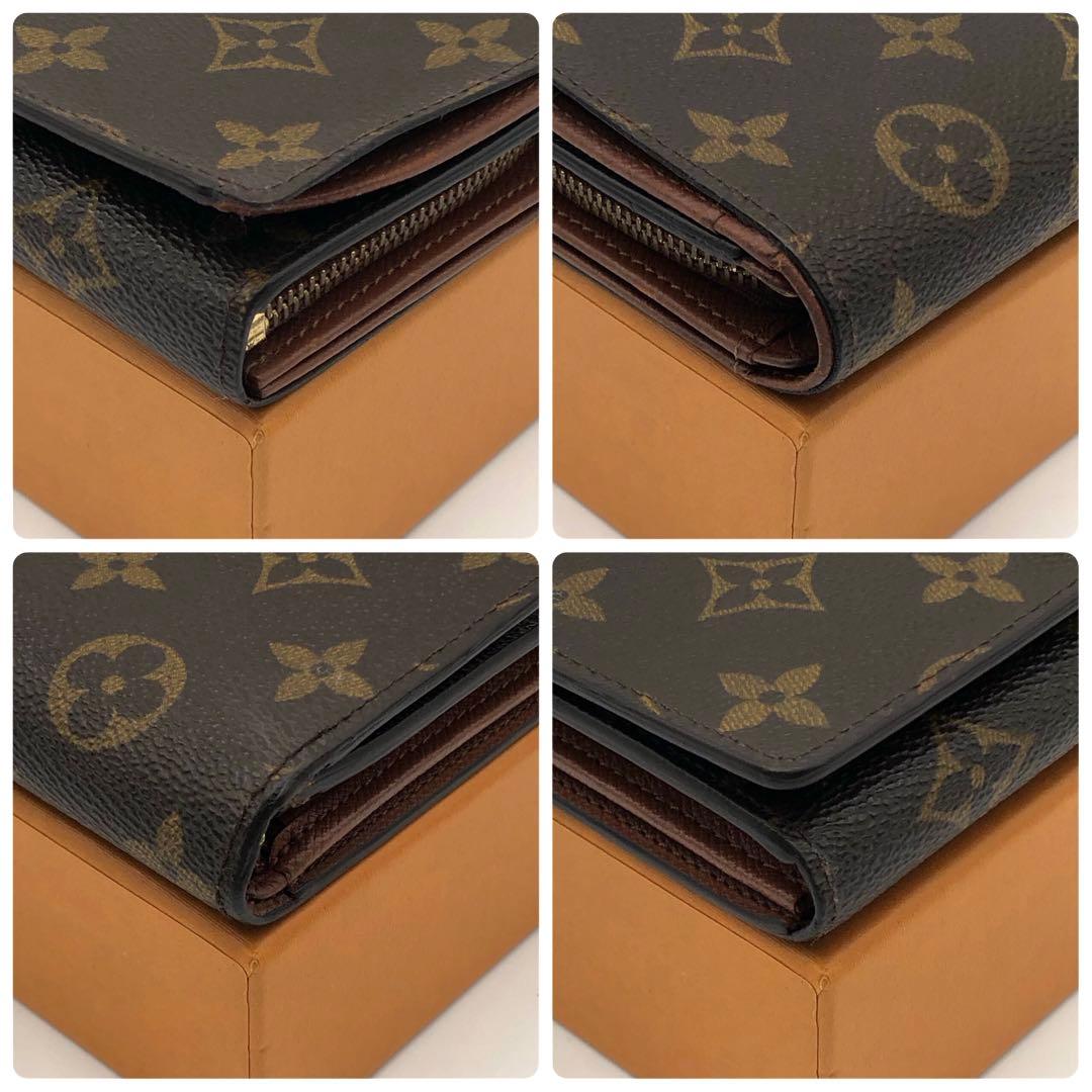 ルイヴィトン トレゾール モノグラム 二つ折り財布 ブラウン レディース