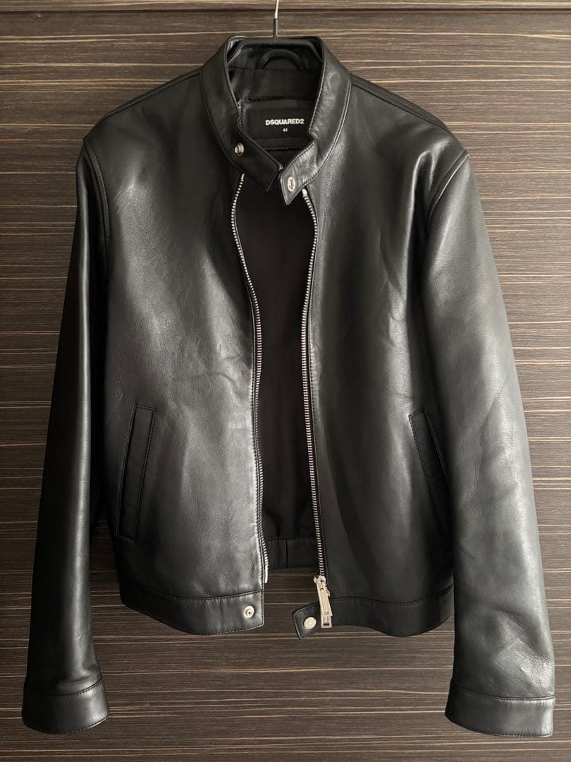 タケサン専用ディースクエアード2 シングルライダースジャケット ブラック