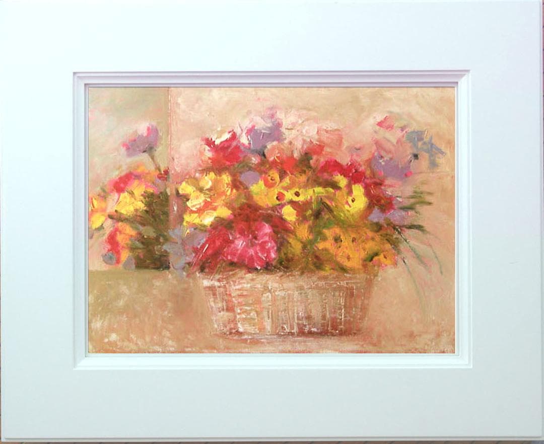 油絵 菅家令子 絵 絵画 インテリア 額付(黒) uF6-110302 花