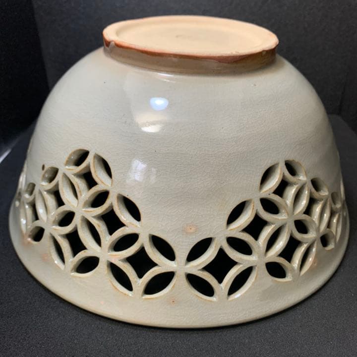 萩焼深川本窯　12代　田原陶兵衛　七宝透鉢　鉢　菓子鉢