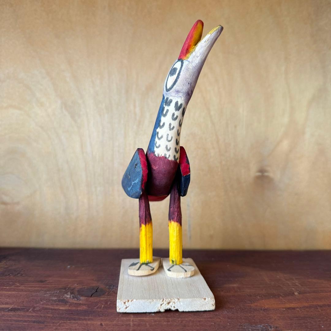 メキシコ ビンテージ ウッドカーヴィング ヒクイドリ 民藝 オブジェ 置物 古物