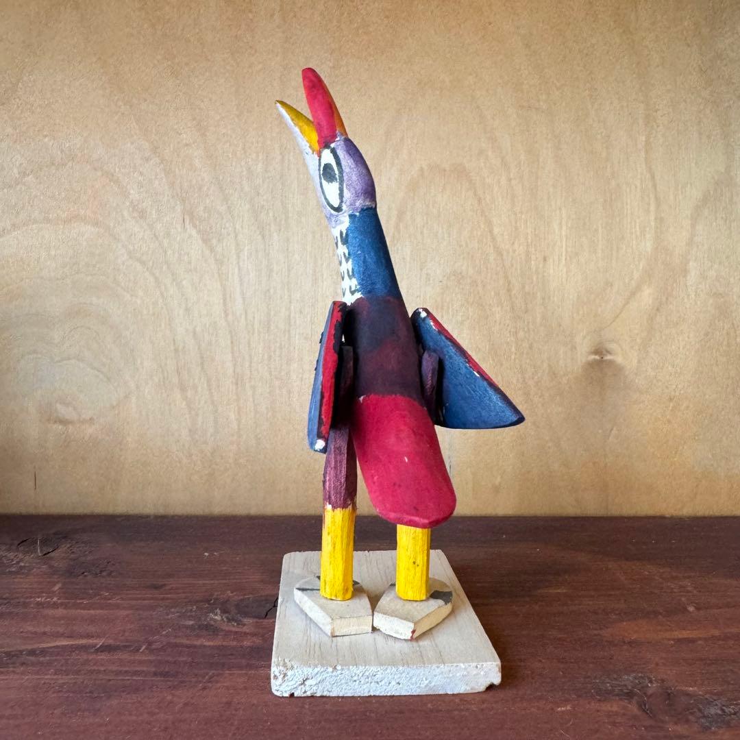 メキシコ ビンテージ ウッドカーヴィング ヒクイドリ 民藝 オブジェ 置物 古物